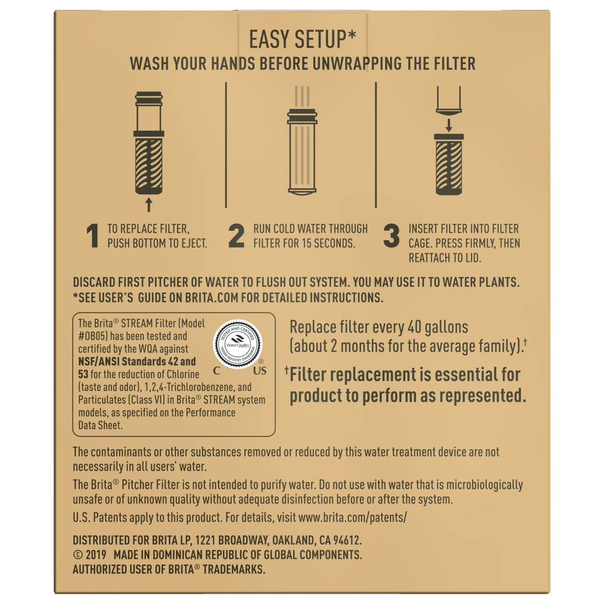 BRITA Stream indicator signals when to replace the filter for consistency.