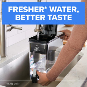 BRITA UltraMax with easy locking lid demonstrating spill prevention in the fridge