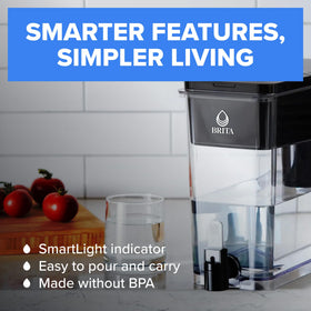 Pouring water from Brita UltraMax spout into a glass for refreshment