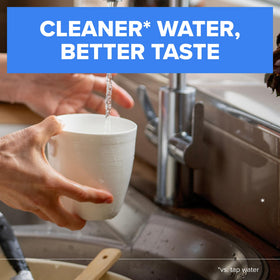 Brita water-flow-tap demonstrates instant filtered water from the faucet.