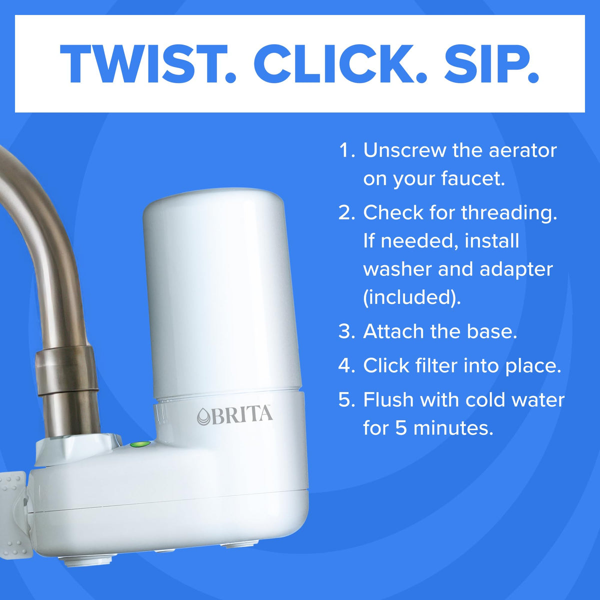 BRITA white faucet filter complements modern kitchen décor