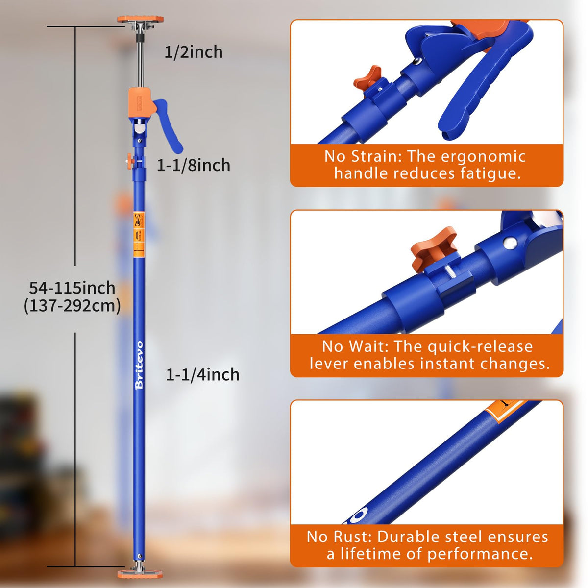 Britevo 360-degree tilting base enables secure placement on uneven surfaces.