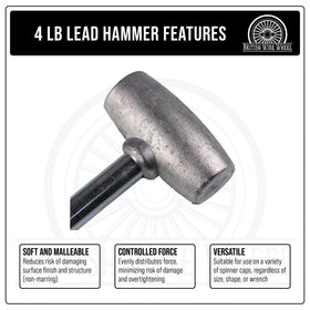 British Wire Wheel non-marring lead hammer with dead-blow action for smooth wheel work