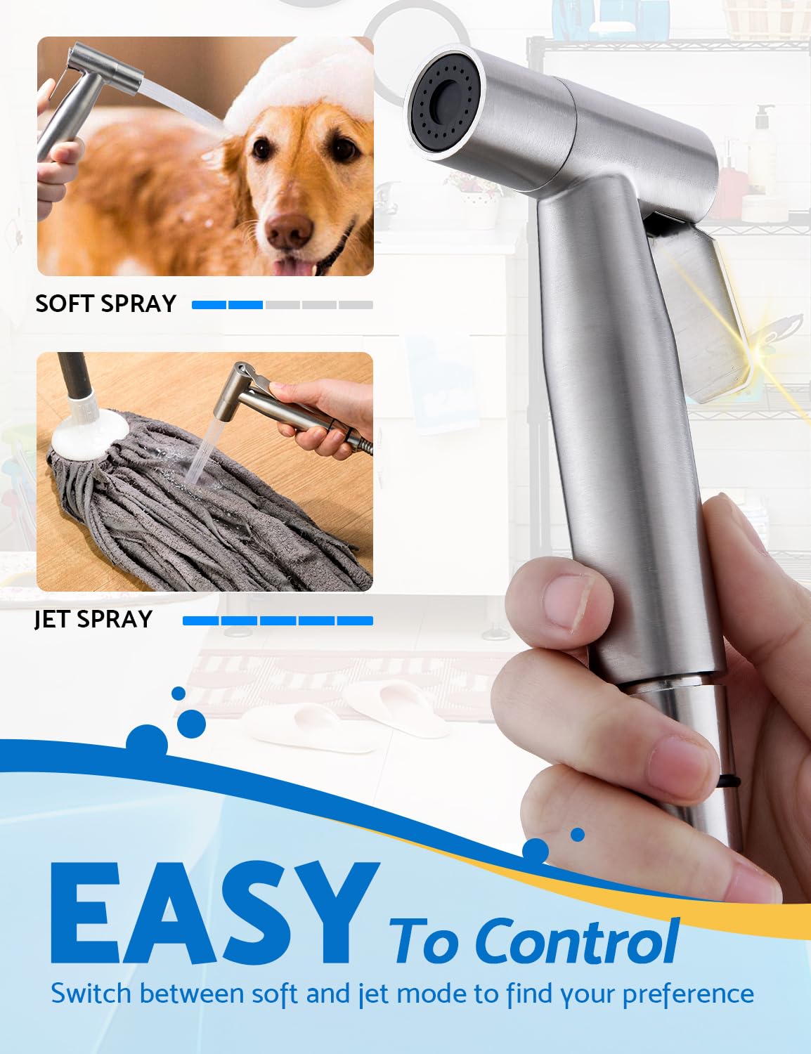 BRITULIF bidet sprayer anti-rust stainless body emphasizes durability and long-term use.