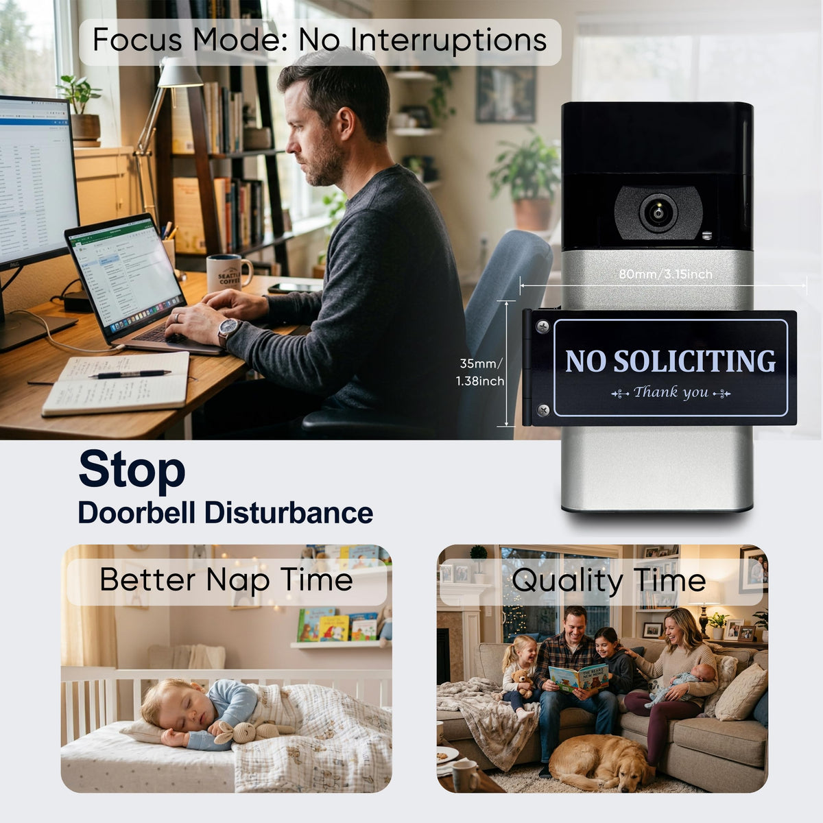 Brivdeto no soliciting sign panel close-up provides clear visibility and defined boundary.