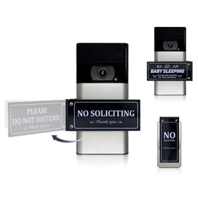 Brivdeto stainless steel doorbell cover on front porch reduces interruptions.