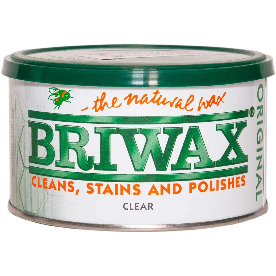 Briwax Clear 16oz bottle for wood care that enhances natural grain.