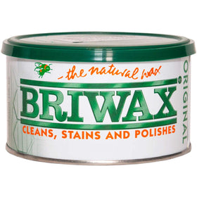 Briwax Dark Brown jar close-up for finishing wood with a durable patina.