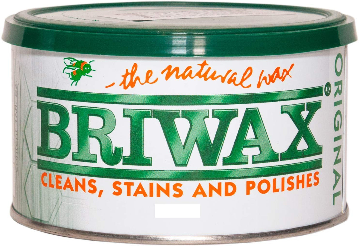 Briwax Original Furniture Wax 16oz Dark Brown tin for lustrous patina and surface protection.