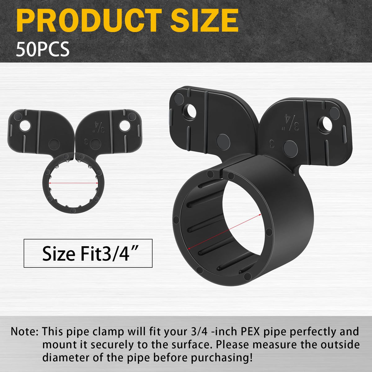 Briwooody butterfly style clamp close up in black finish suitable for multiple tubes