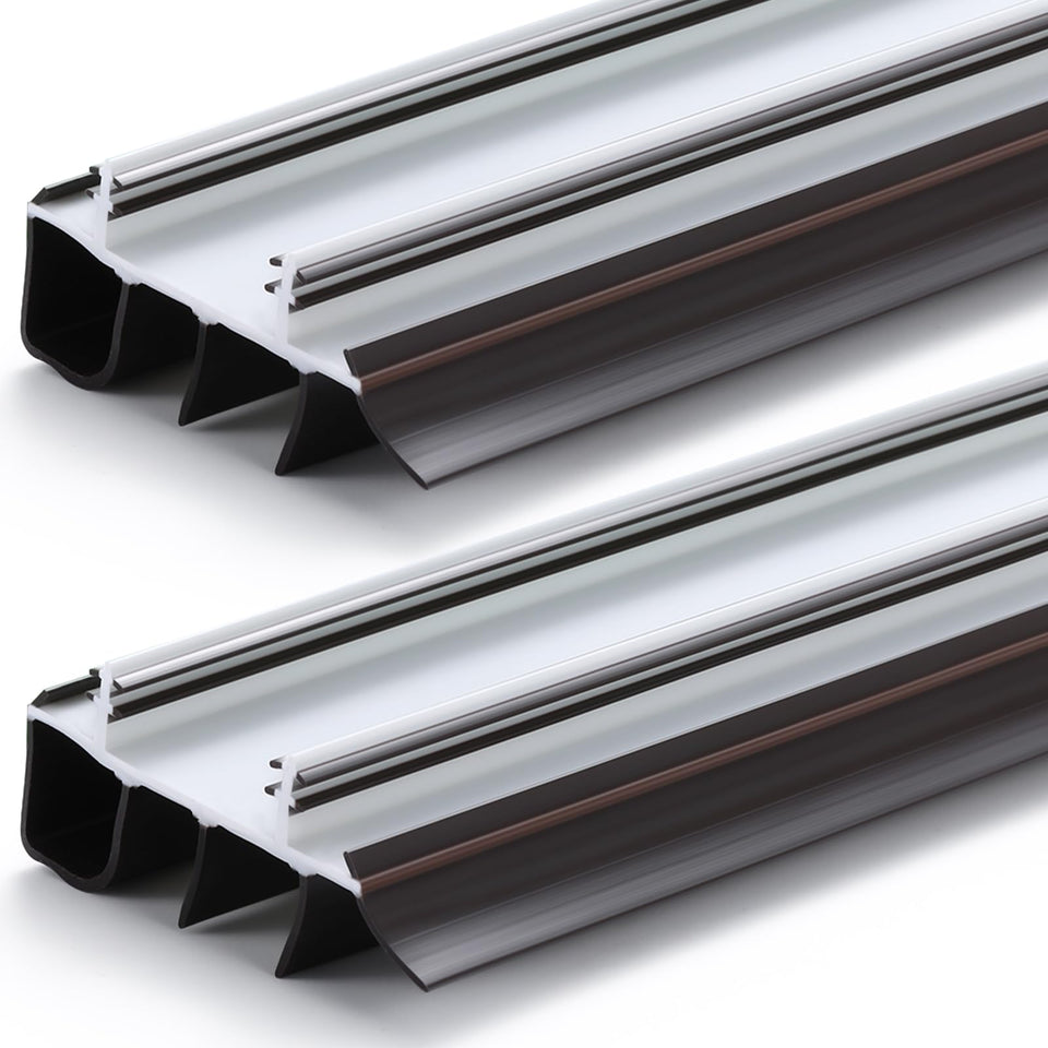 Briwooody kerf door-sweep with double bubble fins for a superior seal against drafts.