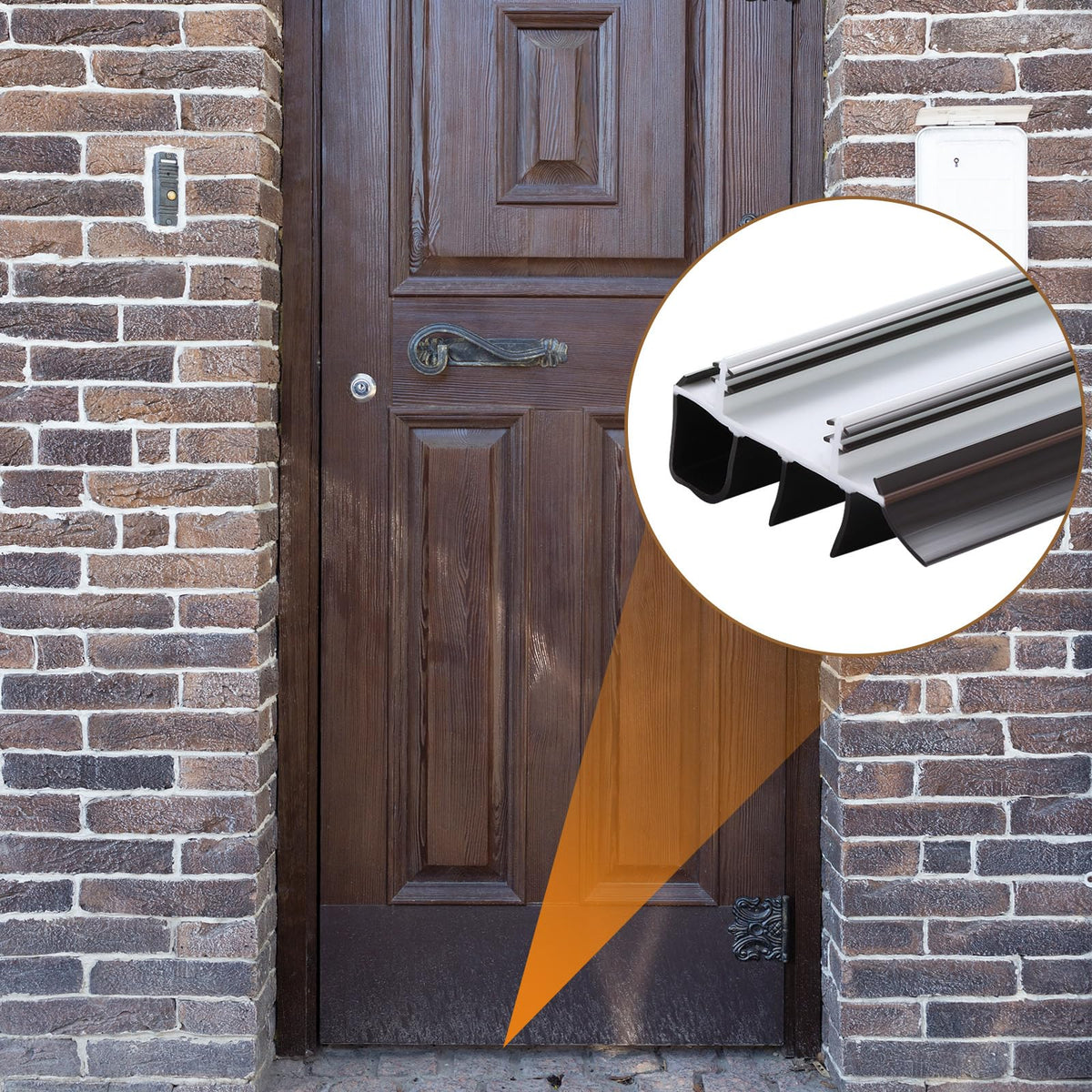 Briwooody scissors-trimmable door seal for customized fit on narrower doors.