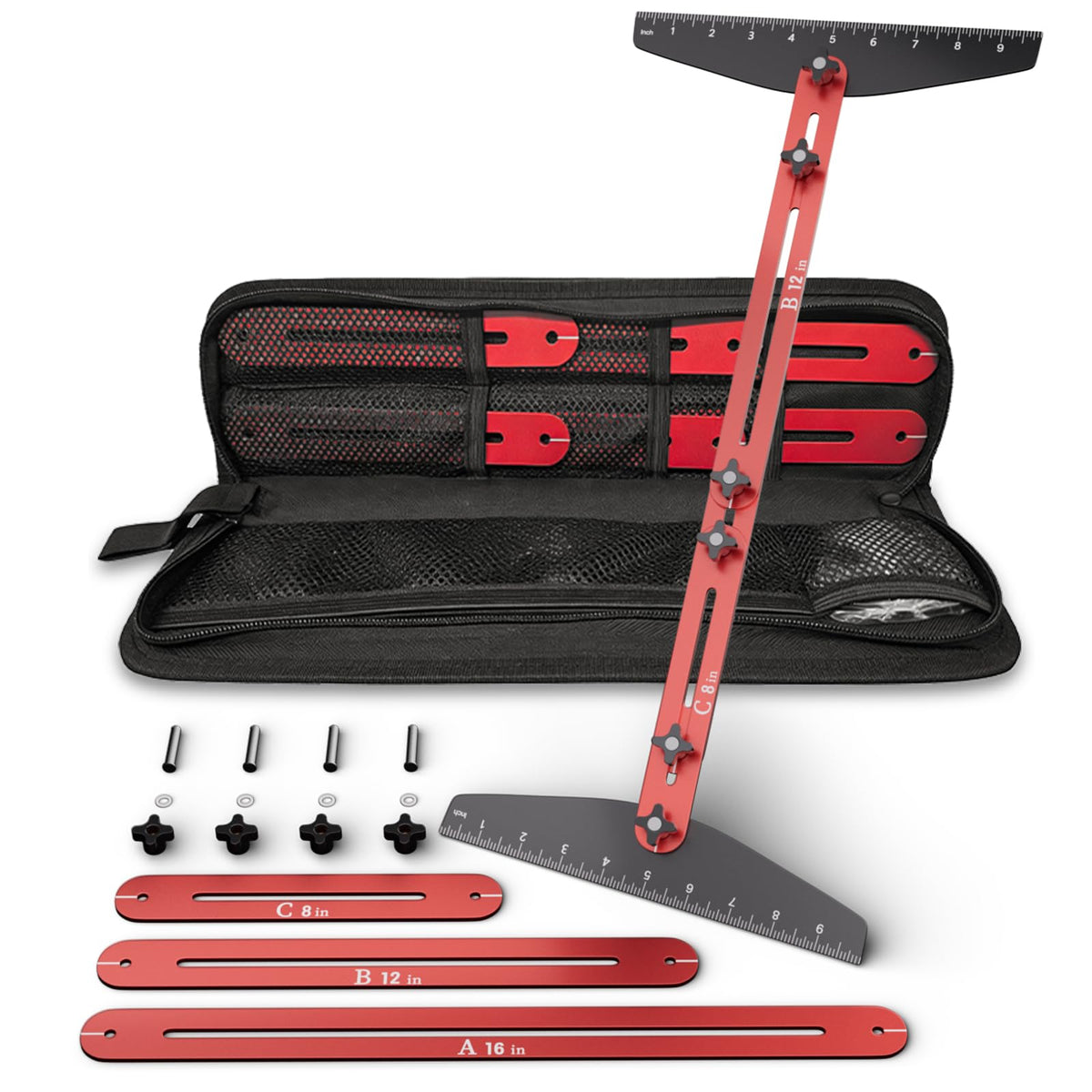 Brizago stair tread gauge showing 8-72 inches adjustable range for precise layout