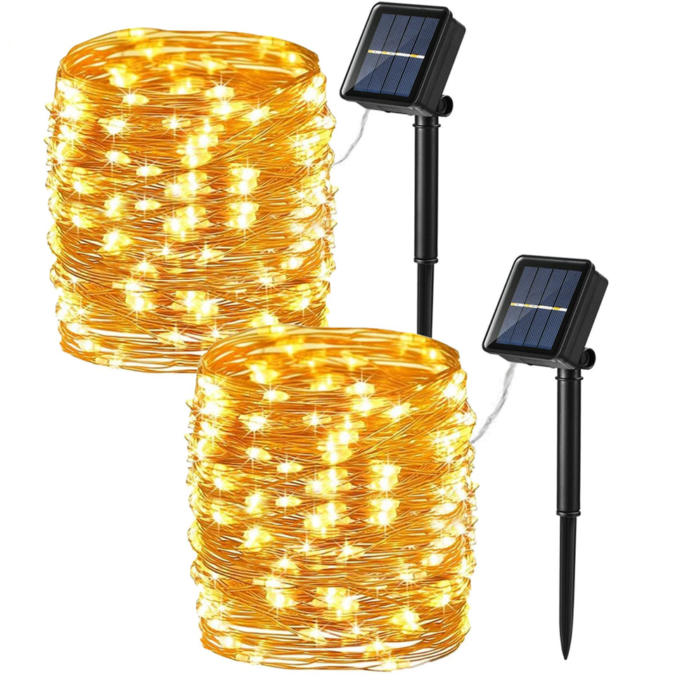 Brizled 2-pack solar string lights illuminate exterior setup with warm white glow