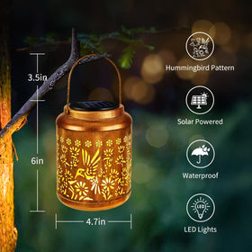 Brizled hummingbird lantern lights garden paths and patios beautifully.