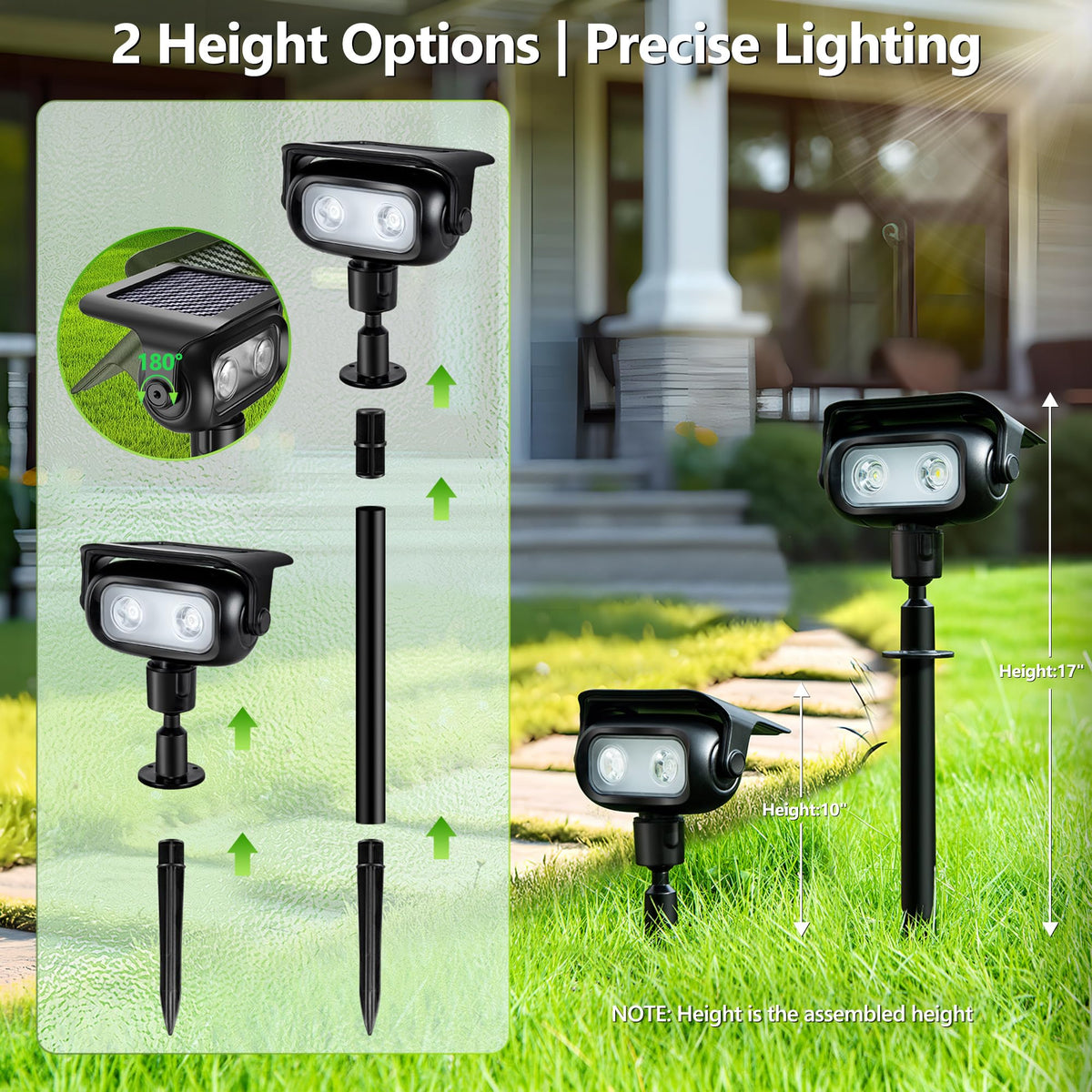 Brizled IP55 waterproof spotlight withstands rain and snow for year-round use.