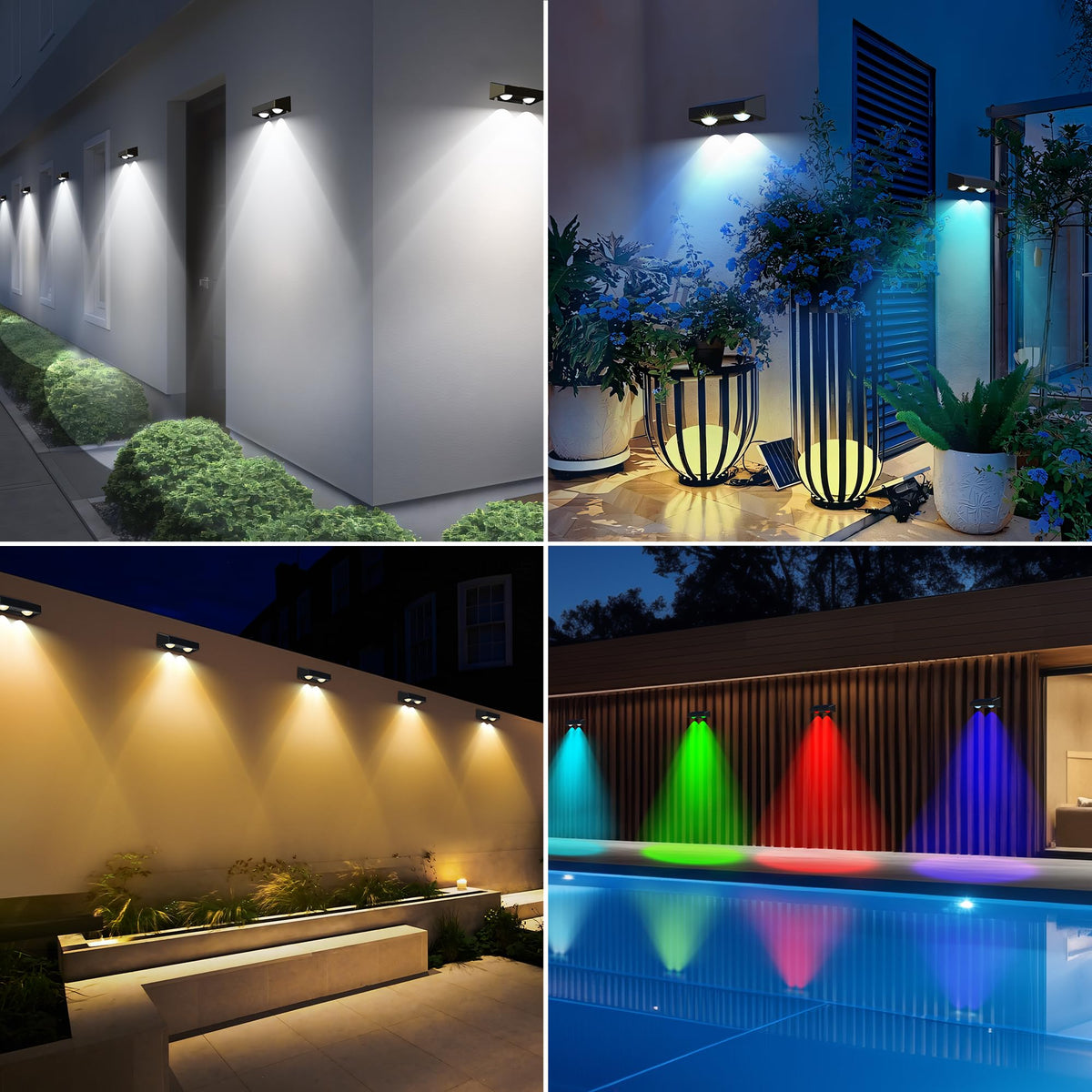 Brizled solar-powered fence lights charge by day for nighttime ambience.