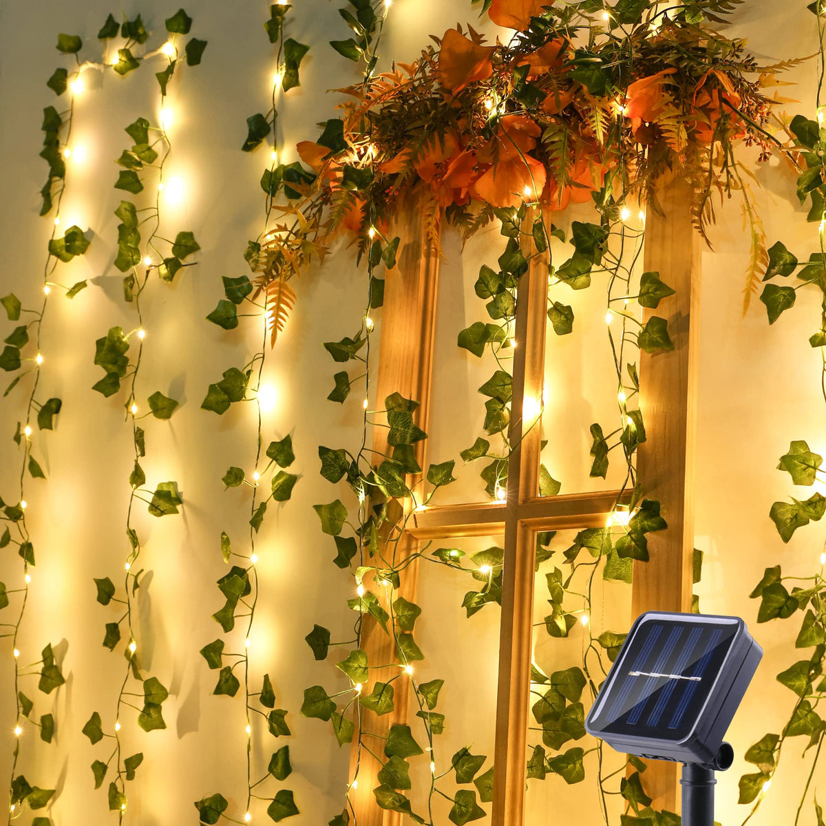 Brizled solar ivy string lights with 100 LEDs for enchanting outdoor ambiance