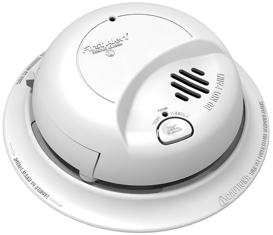 BRK 9120BFF smoke detector overview, showcasing a modern hardwired alarm ready for home installation.
