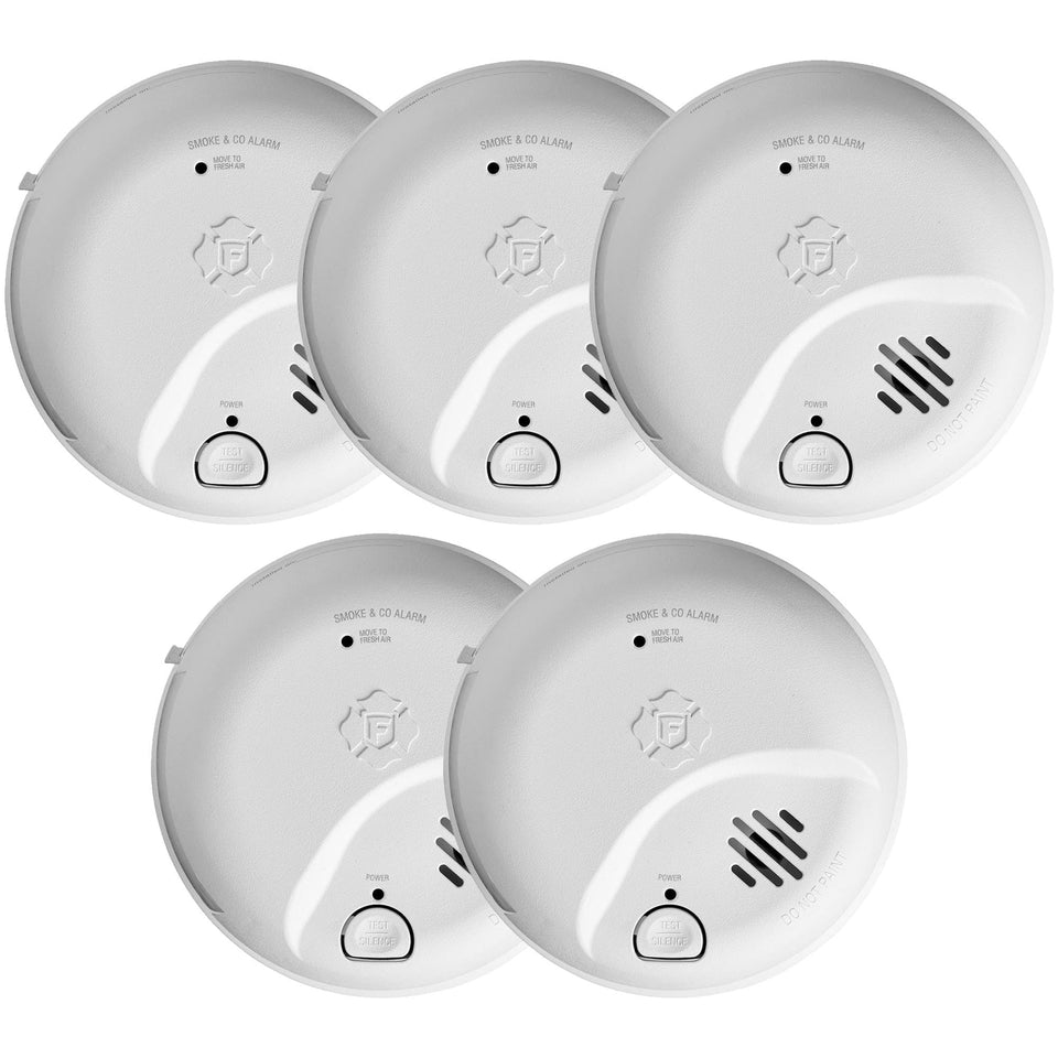 BRK First Alert SMICO100-AC front view shows interconnected alarm readiness and battery backup