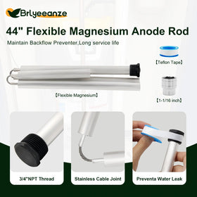 Brlyeeanze anode rod kit with hex tool and tape for leak-free installation