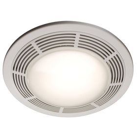 Broan-NuTone 750 round fan and light grille with glass lens improves bathroom lighting and ventilation.
