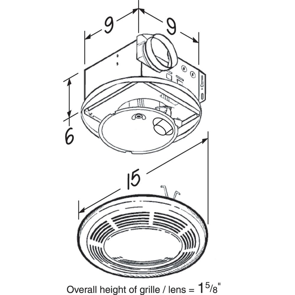 Broan-NuTone 750 round fan-light installation aids ceiling mounting and tidy ducting.