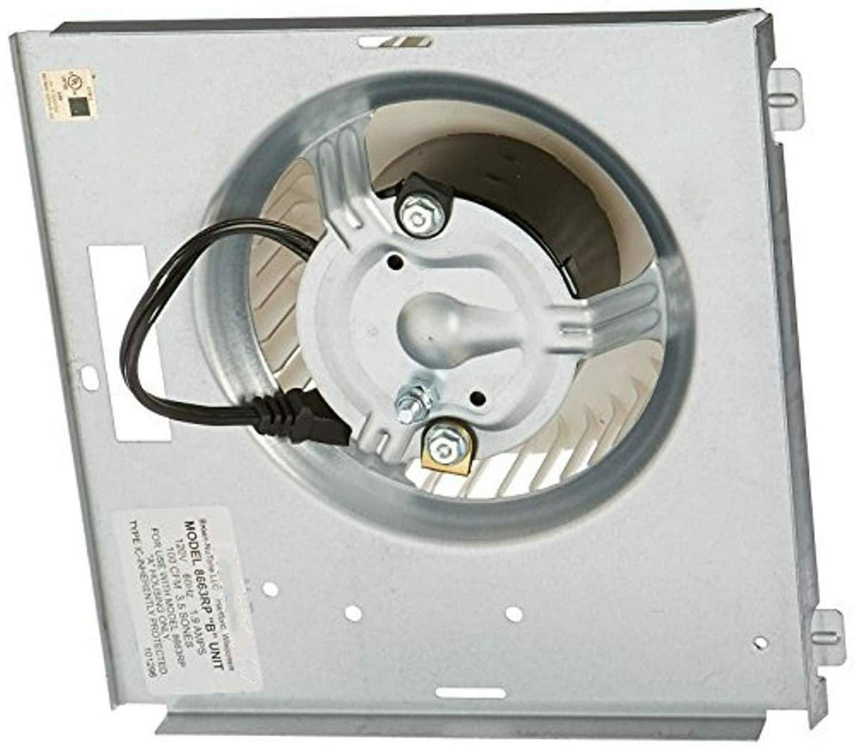 Broan-NuTone 8663RP motor assembly with mounting studs for precise fit