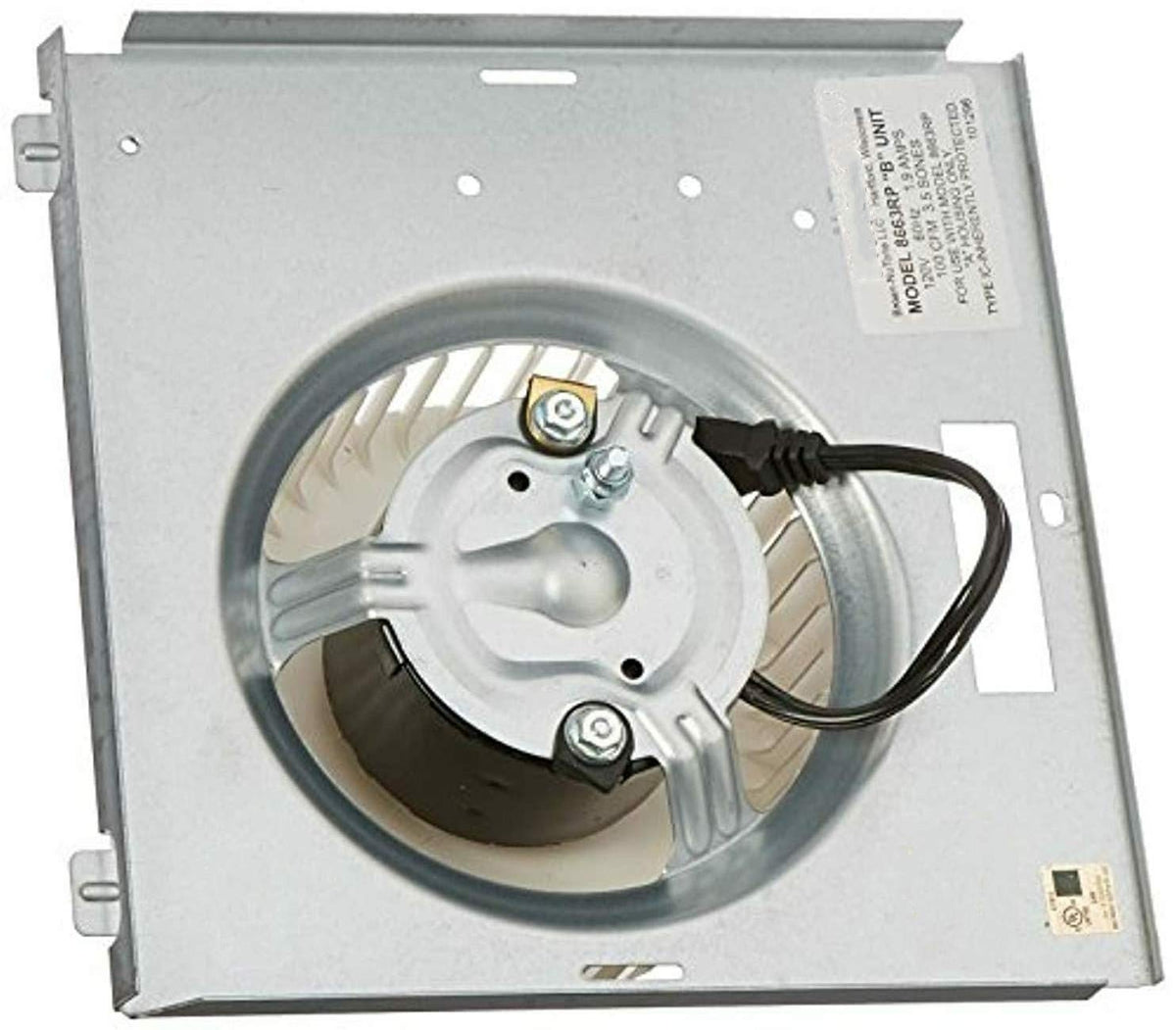 Broan-NuTone 8663RP motor assembly showing 2-prong plug for easy hookup