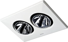 Broan-NuTone 164 two-bulb setup illustrates infrared warmth option.