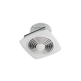 Broan-NuTone 505 exhaust fan installed between ceiling joists for flexible placement.