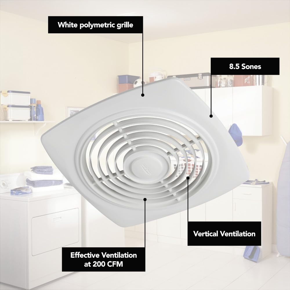 Broan-NuTone 505 vertical discharge design ideal for kitchens and laundry areas.
