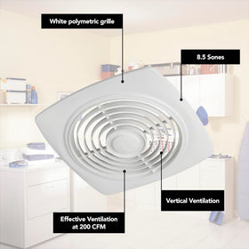 Broan-NuTone 505 vertical discharge design ideal for kitchens and laundry areas.