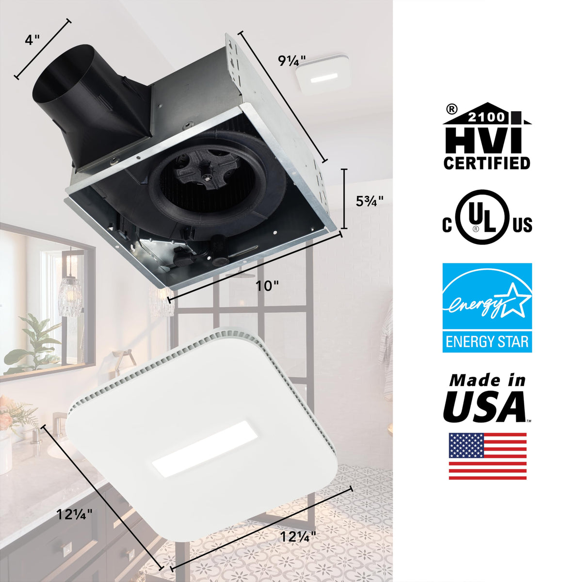 Broan-NuTone AE110LK ENERGY STAR certified badge on unit