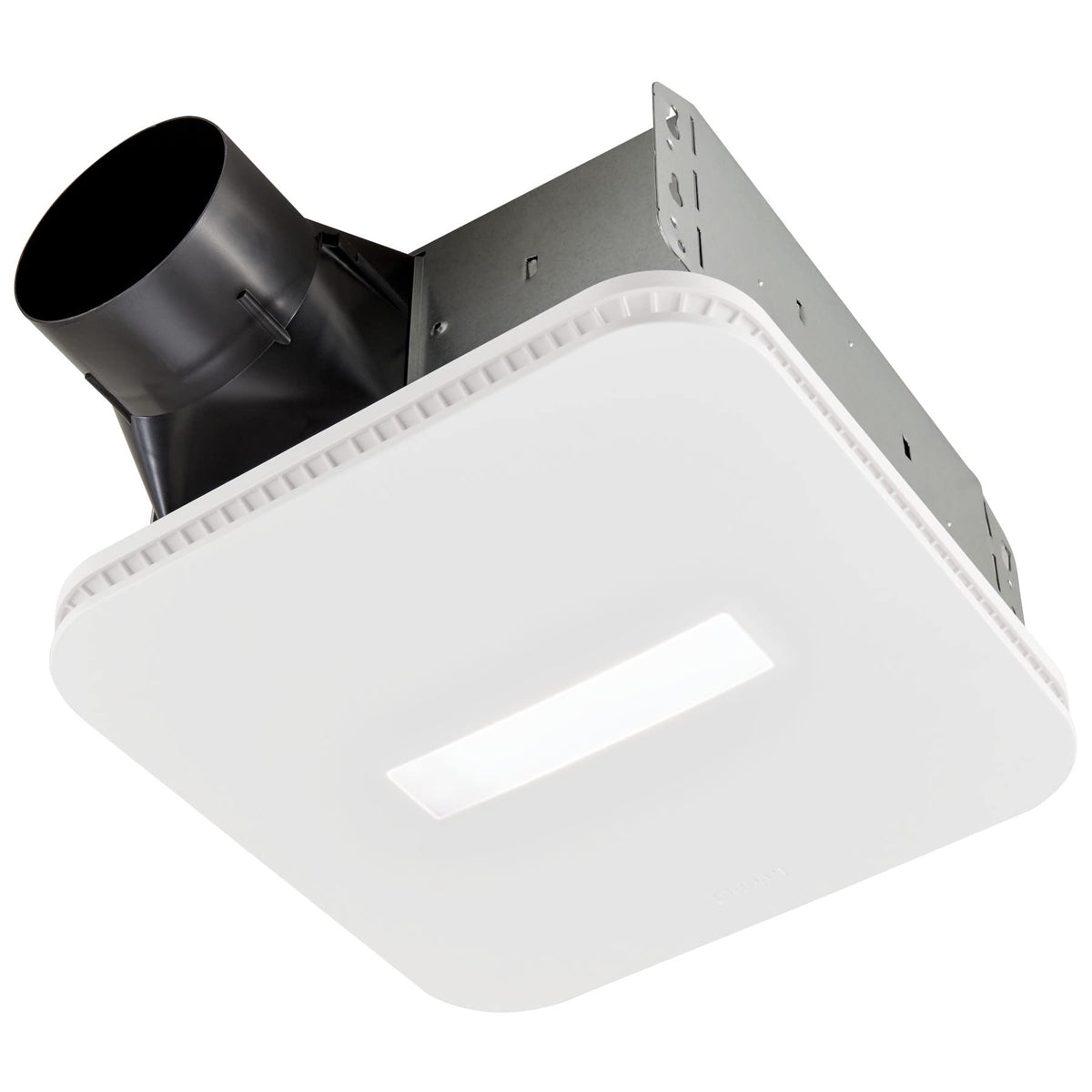 Broan-NuTone AE110LK LED light front view showing quiet bathroom ventilation