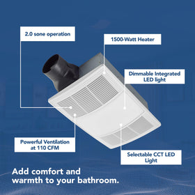Broan-NuTone BHFLED110 ceiling installation highlighting compact 2x6 ceiling compatibility.