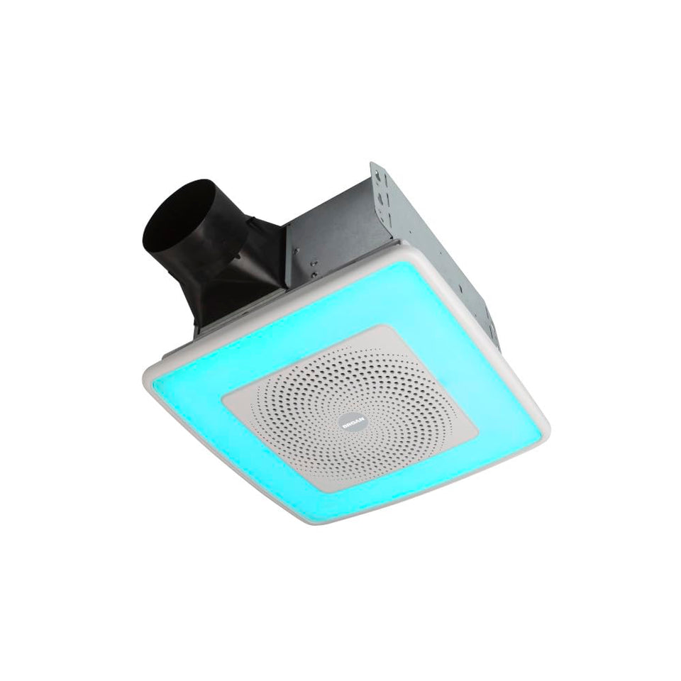 Broan-NuTone ChromComfort bath fan assembly showing installation and quiet operation.