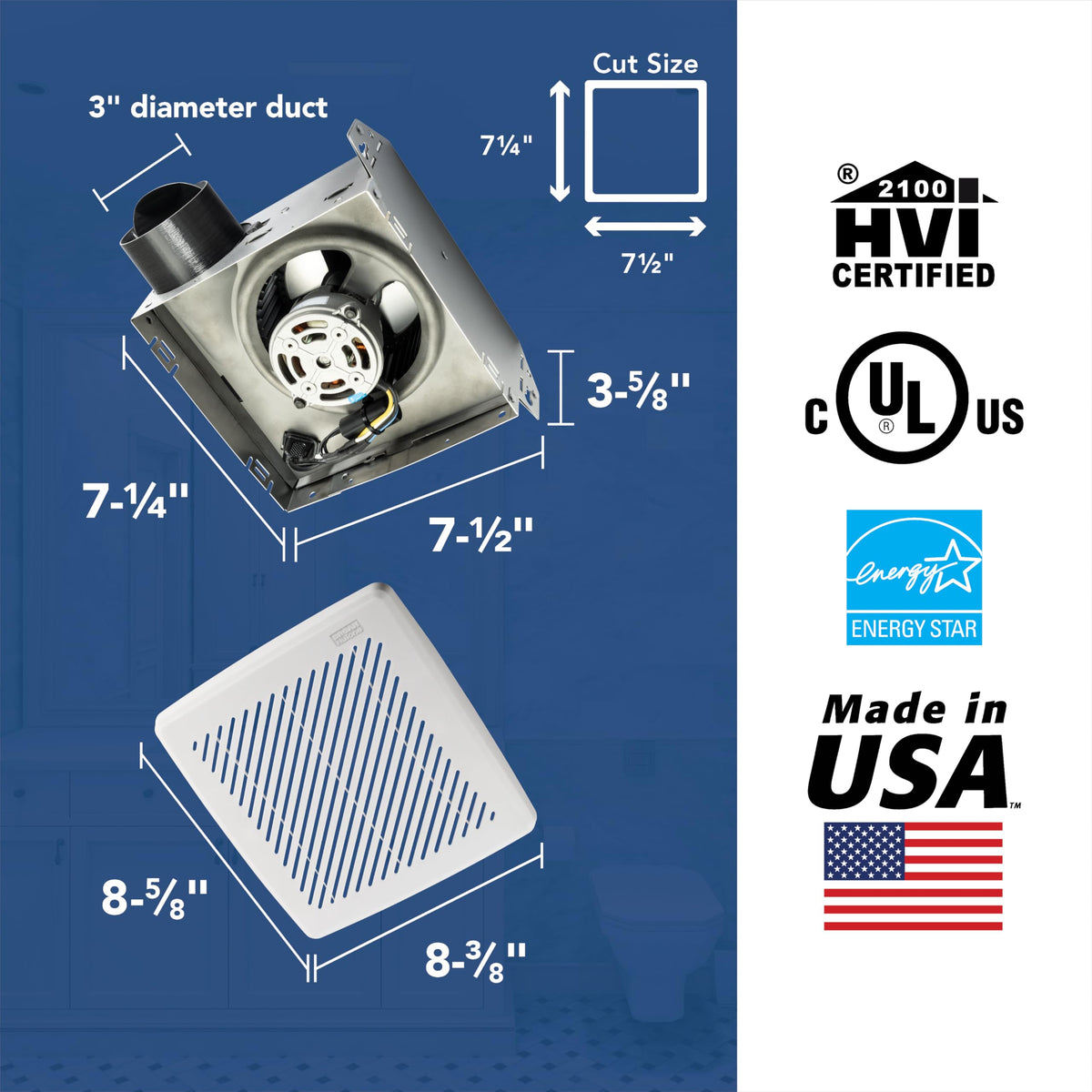 Broan-NuTone Energy Star exhaust fan delivers quiet operation at 2.0 sones
