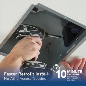 Broan-NuTone fan with foldable mounting brackets for easy no-cut installation