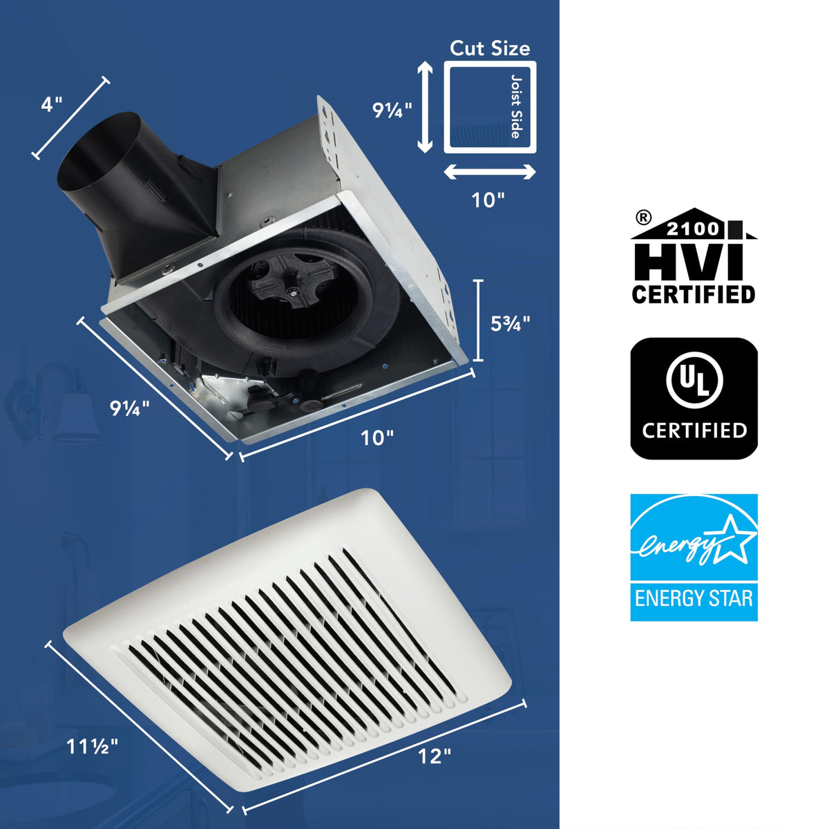 InVent quiet operation close-up for peaceful bathroom ventilation.