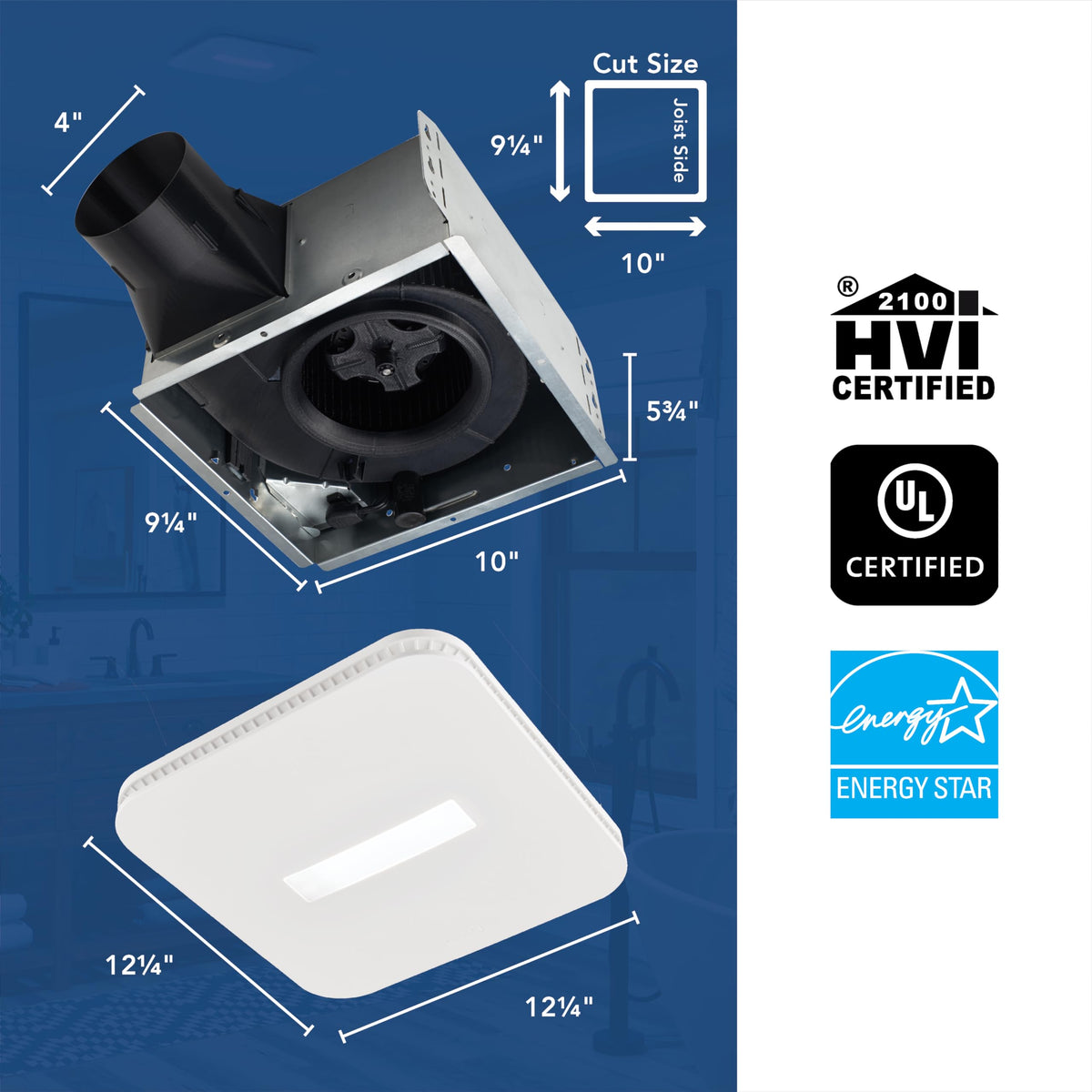Broan-NuTone operates quietly at 1.0 sone for peaceful bathrooms.