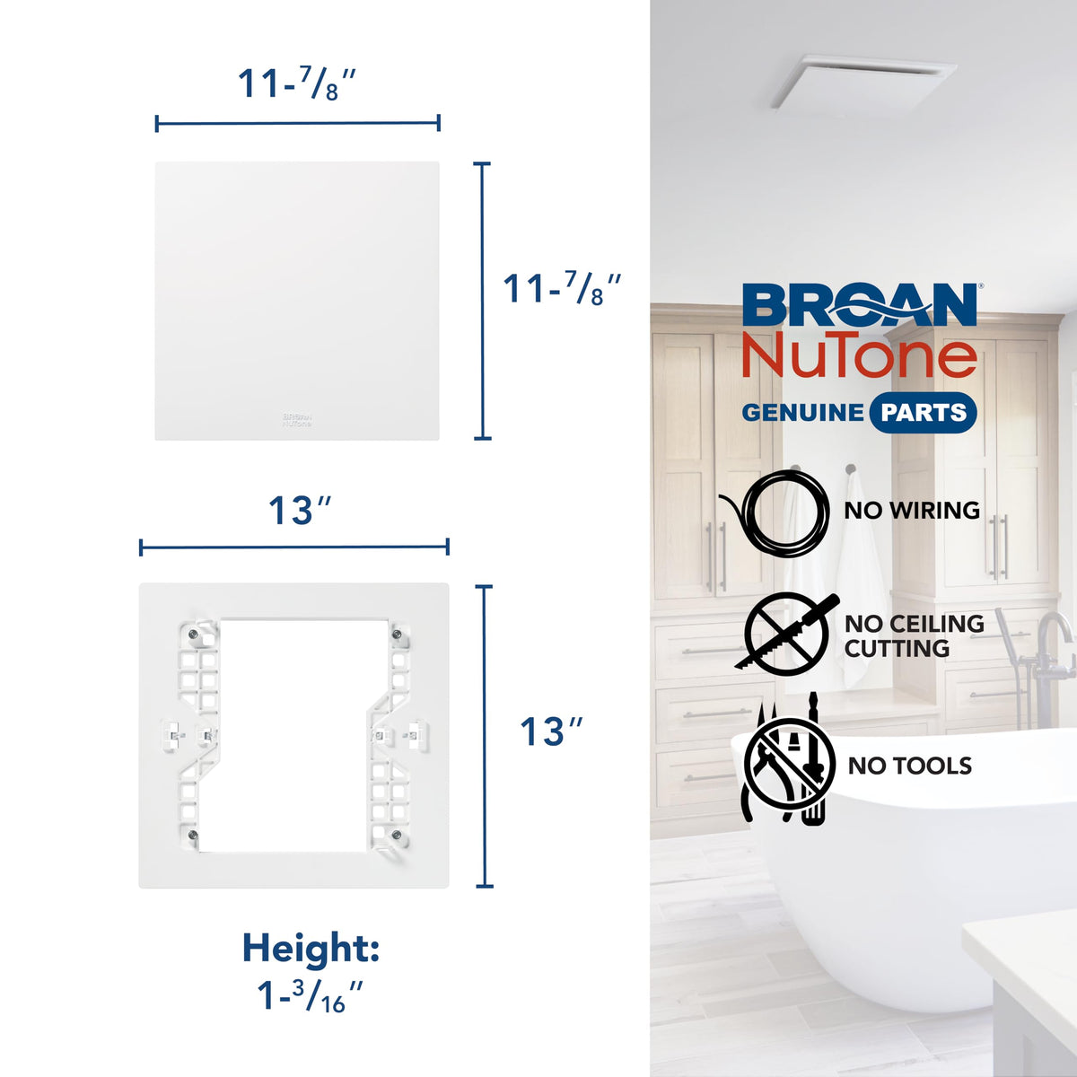 Broan-NuTone RCM700 two-piece design with springs and magnet.