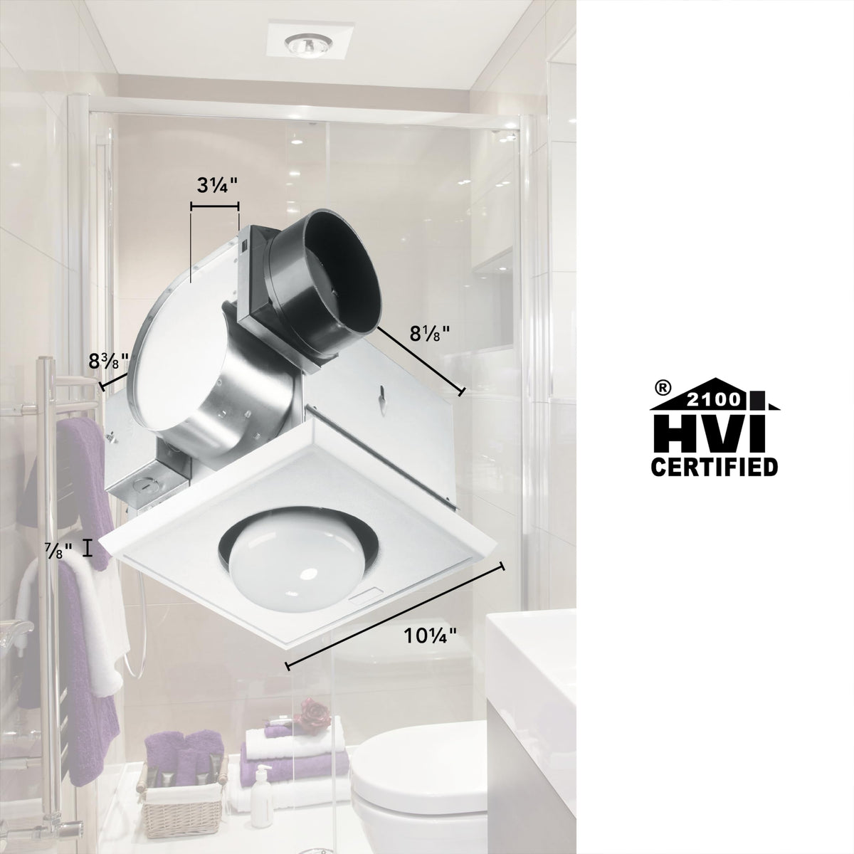 Broan-NuTone sturdy steel housing showing easy-install features.
