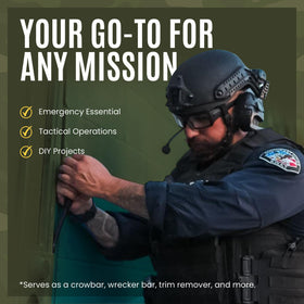 Broco Jimmy pry bar in firefighter rescue scenario illustrating readiness.