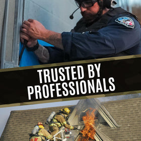 Broco Jimmy pry bar in action as multipurpose breaching tool.