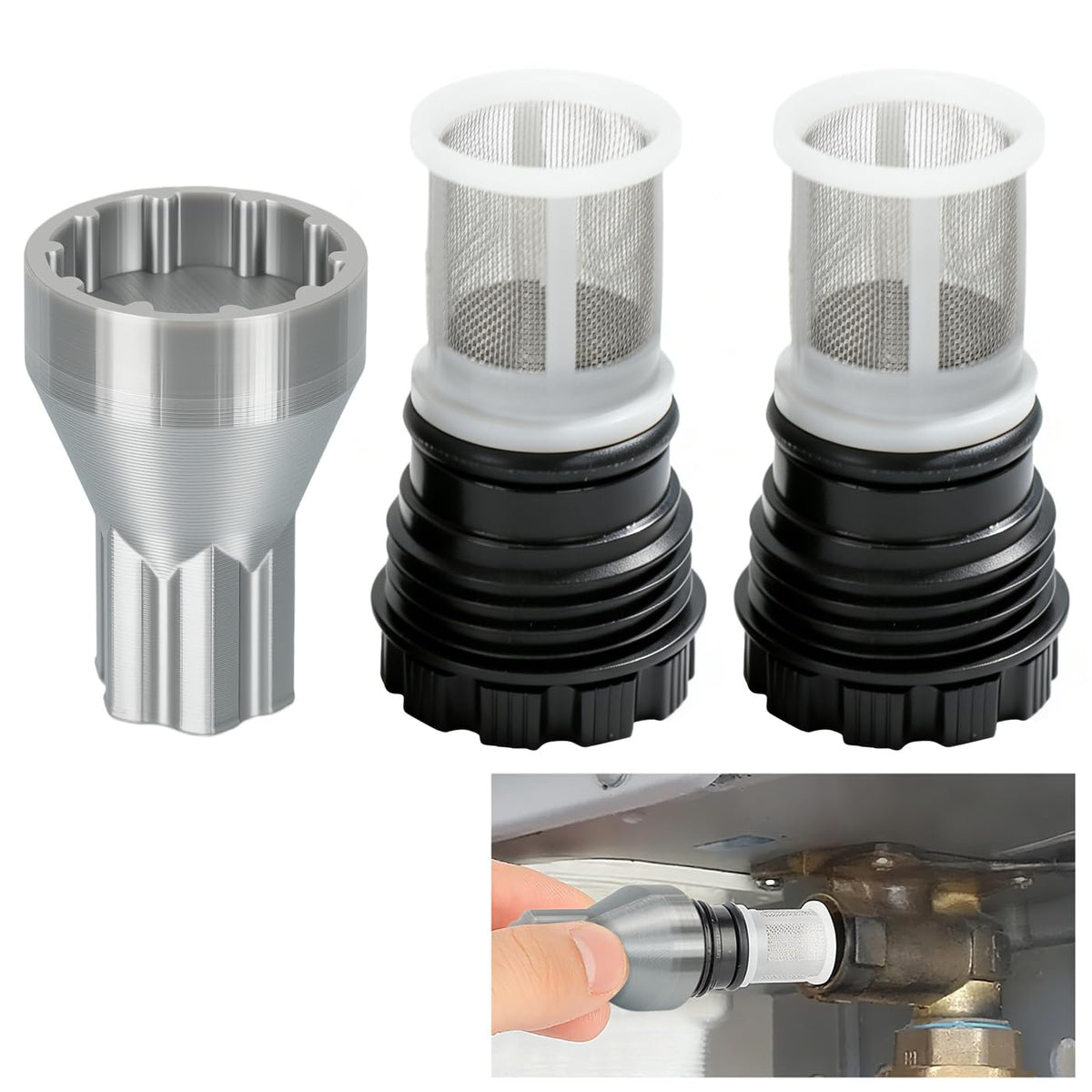 Brolena 3-in-1 removal tool for easy Rinnai filter extraction.