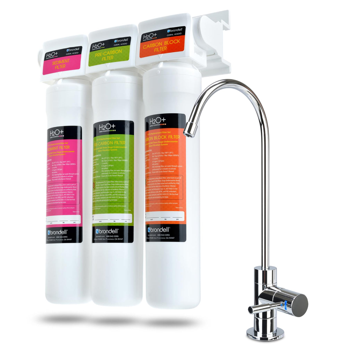 Brondell Coral UC300 under-sink setup for convenient purified water at the tap