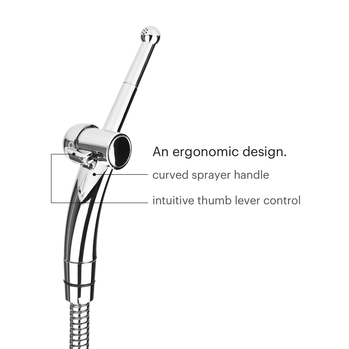 Brondell CleanSpa ergonomic design aligns with the body for thorough cleansing.