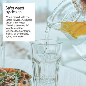 Compact design fits under-sink installations cleanly.