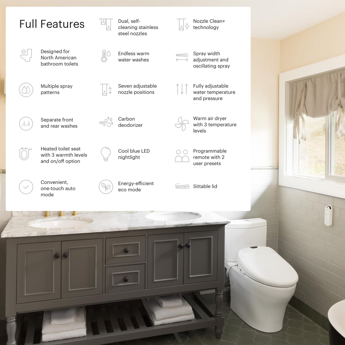Brondell S1400 warm-water spray detail for customizable comfort
